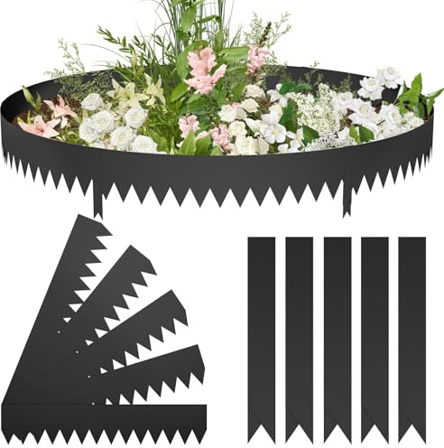 LZQ Lot de 5 bordures de pelouse en métal - 20 cm de haut - Noir - Bordure de parterre - Bordure flexible pour parterres de fleurs, chemins de cour