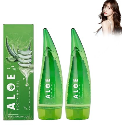 2 unidades de gel de aloe vera, gel hidratante natural para la cara y el cuerpo, cuidado calmante después del sol, gel de aloe para piel y cabello, ideal para el cuidado diario de la piel, 120 ml