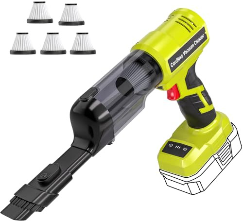 Adisipsoarin Cordless Vacuum Cleaner for Ryobi 18V Battery, Electric Handheld Vacuum Cleaner with 105AW Powerful Suction, Portable Vacuum Cleaner for Floor, Carpet, Car, Home (Battery Not Included)