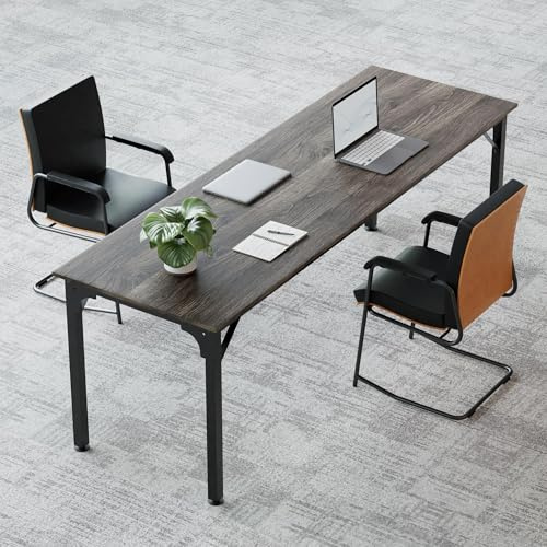 TinFrey XXL Schreibtisch Computertisch 200 cm Extra Lang Doppelter Schreibtisch für 2 Personen PC Tisch Großer Bürotisch/Arbeitstisch aus Holz, Home Office Büro-Möbel & Konferenztisch