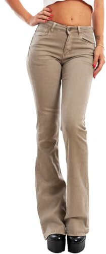 Toocool Jeans Donna Pantaloni Zampa Elasticizzati Vita Media Push Up FX1216 [Kaki,S]