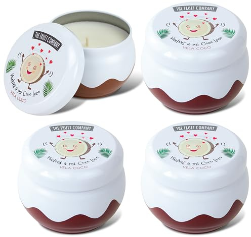 The Fruit Company Vela Perfumada Coco en lata de 150 gr con 1 mecha, con cera vegetal, duración +40hrs y extractos naturales