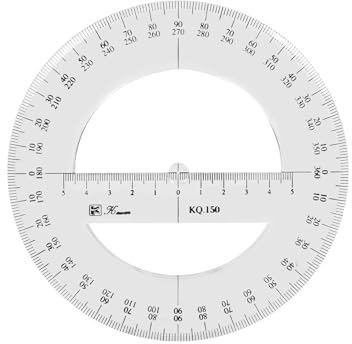 2 transportadores circulares completos de 360 grados, herramientas de medición matemáticas de plástico de 15 cm, transportadores redondos, regla transportadora de ángulo medio completo