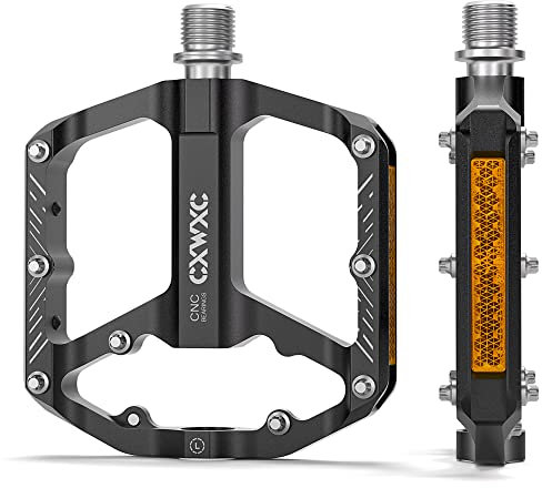 Fahrradpedale Nylon Composite Flatpedale 9/16 Mountain Bike Pedale 3 Bearing rutschfest Wasserdicht Anti-Staub (Schwarz, L)