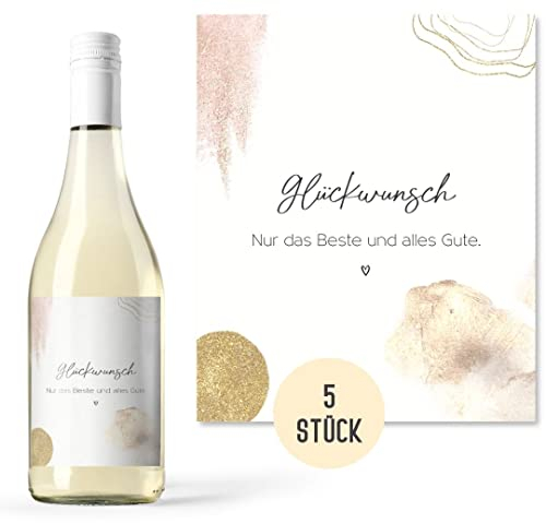 Things of Happiness Flaschenetiketten Geburtstag (5 Stück) | Geschenk zum Geburtstag für Frau und Mann | Aufkleber Sektflasche, Weinflasche selbstklebend | Birthday Edition #7 Sparkle