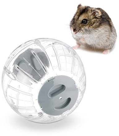Relaxdays Hamsterball, Ø 18,5 cm, Laufkugel für Hamster & Mäuse, Kunststoff, Nagerspielzeug zum Laufen, transparent/grau