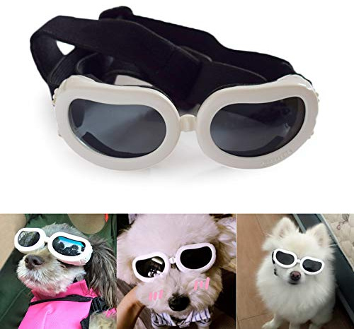PETLESO Lunettes de soleil pour petits chiens - Lunettes de protection imperméables et anti-UV pour petits chiens - Jaune