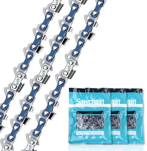 Lot de 3 Chaînes de Tronçonneuses 35cm, 52 Maillons, Pas de 3/8 1,3 mm Chaîne à Faible Rebond compatible pour Dolmar, Bosch, Einhell, Husqvarna et autres