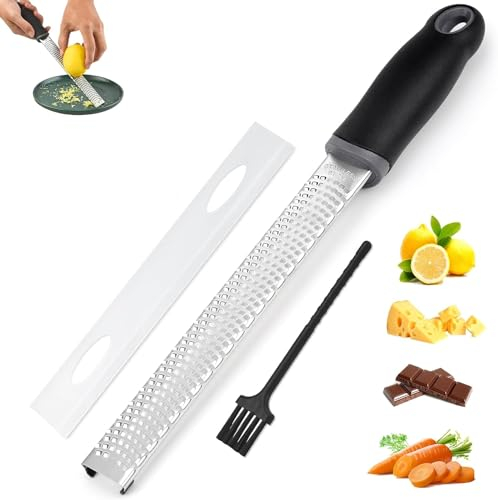 QHFlashbuy Zester Grattugia Formaggi Manuale,Grattugia per Formaggio in Acciaio Inox,Sbuccia Limoni Grattugia Limone Perfetto per Parmigiano,Mela,Agrumia,Aglio,Cioccolato