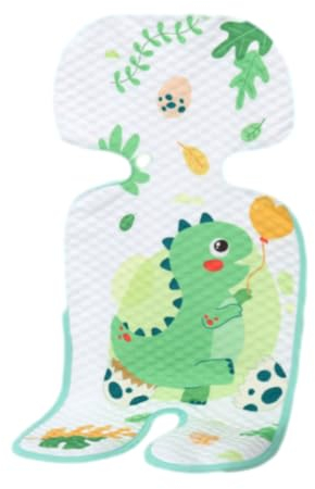 Odot Colchoneta Silla Paseo Universal, Funda Silla Paseo para Verano Transpirable Colchoneta Carro Bebe Suave Funda Carro Bebe Cómodo para Reduce Sudoración Bebe (Cinco Puntos/Dragón Verde,33x66cm)