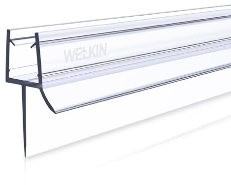 WELKIN Bath Shower Door Clear Seal Strip for 4-6mm Straight Glass Thickness | Covers Upto 20mm Gap | Transparent Shower Seal Replacement with 90cm Adjustable Length | Easy Install & Secure Fit