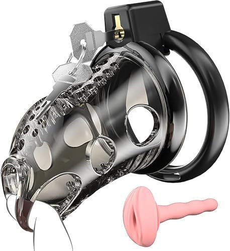 Chastity Cage Male PenisKäfig mit 6pcs Größe Ringe, Penis Cock Cage, Penis Übung Bondage Gear Zubehör, Erwachsener Spielzeug Sex Spiele (L,Black)