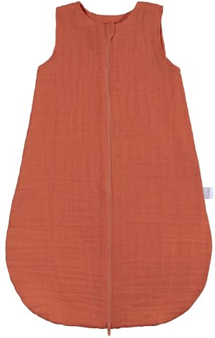 MAKIAN - Gigoteuse Ete en Gaze, Legère, Tog 1, sans Manches - Turbulette Legere en 100% Coton Respirant Oeko-Tex - (Terracotta, 90 cm)