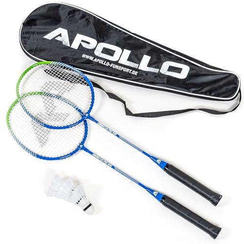 Apollo Match Pro 400 - Juego de raquetas de bádminton para niños y adultos, muy ligeras con marco de aluminio, juego de raquetas de bádminton para entrenamiento, deporte y diversión, con bolsa