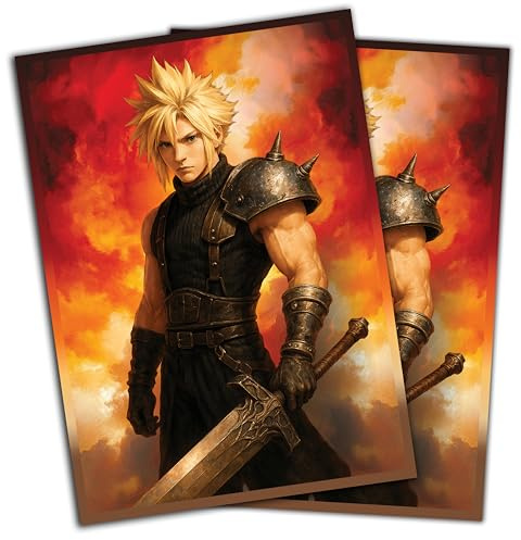 Anime Mercenary Soldier Card Sleeves 100 Pack – Compatible with MTG & TCGs – Perfect for Cloud Final Fantasy Commander Decks – Premium Card Game Sleeves for Magic