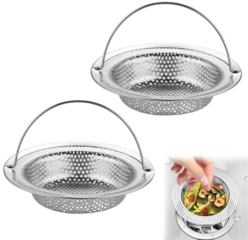 JYNXOR 2 Pcs Filtro Lavello Cucina In Acciaio Inossidabile, Retina Per Lavandino Cucina, Raccogli Capelli Doccia,Filtro Scarico Lavandino Per Cucina,Doccia,Sink Strainer Anti-Intasamento(11 x 8 x 2cm)