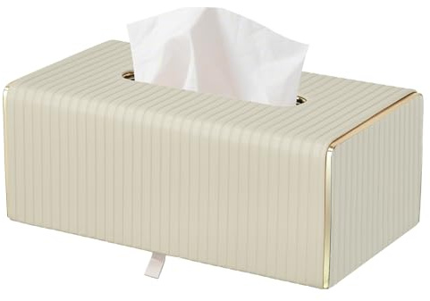BEZORR Caja de pañuelos de cosméticos, caja de pañuelos decorativa, rectangular, dispensador de pañuelos de piel sintética para comedor, baño, dormitorio, oficina, mesa de café, coche
