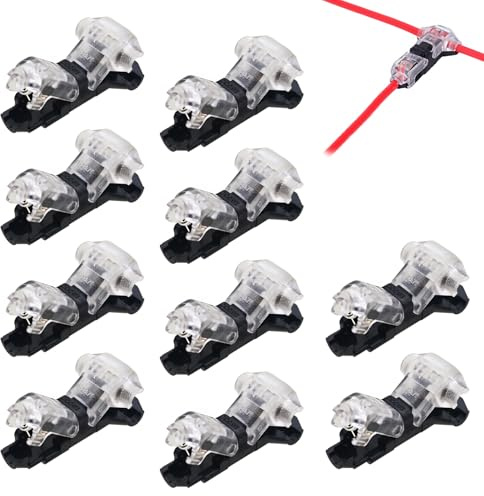 10 Pezzi Connettore A T 1 Pin Per Filo Elettrico 20/22 Awg Auto Impermeabile Connettore Elettrico Impermeabile - Senza Saldature Cavo Auto Led Connettore Impermeabile Capocorda E Kit