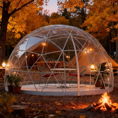 Kupoltält för stjärnskådning med klar 360° vy, snabbförslutande blixtlåsdörr och fönster, rymmer 4–8 personer, alla väder för camping, popup-display och fest