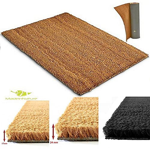 Tapis d'entrée en coco | Paillasson fibres en coco naturel – Effet nettoyant et grattant | Multi usages | Dimension et couleur au choix (Largeur 120cm x longueur 120cm x Hauteur 24mm, Naturel)