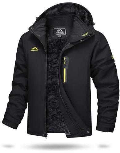 TACVASEN Military Jacket Mens Winter Fleece Jacket Outdoor Tactical Hooded Jacket Warm Ski Hoodies, S, Black