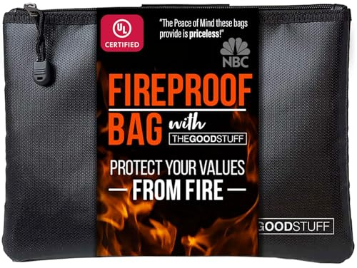 Fireproof Money Bag for Cash (10 x 13) – Waterproof Document Holder with Zipper, Protects Important Papers, Passports & Valuables from Fire & Water – Secure Storage for Home, Office & Travel