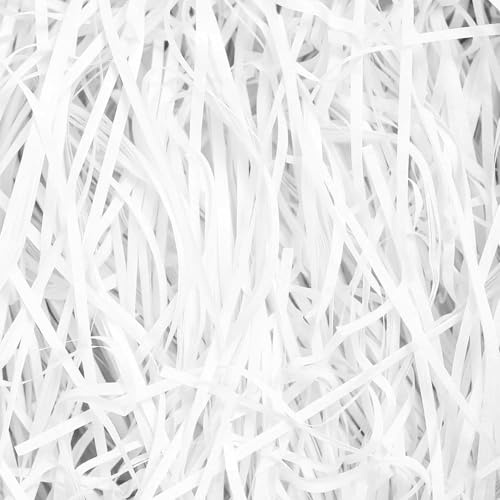 Emartbuy vitt strimlat papper 200 g – mjuk tygfyllning för korg, förpackning och hantverk | Lätt papper för presentaskar, korgar och dekorationer