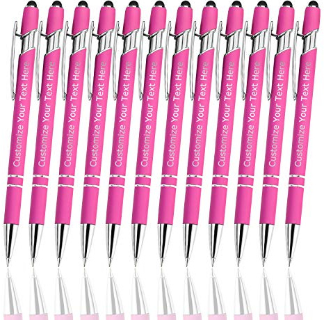 XJone Stylo Personnalisable,12 Stylo Personnalisé avec Nom Logo Message Gratuit Gravure, Stylos à Bille en Métal pour Anniversaires, Graduations, Mariage(Encre Noire)