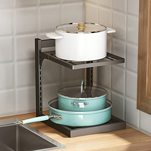 Organizadores de estantes para ollas, organizador de ollas y sartenes, organizador de tapas, soportes ajustables para tapas de ollas, soporte de estante de esquina, organizadores de estantes,A