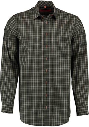 TOM COLLINS Camisa de caza de manga larga para hombre con cuello tumbado Groior, verde oliva, 45-48