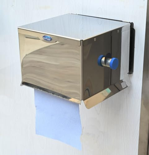 Blue Roll & Paper Towel Dispenser – Industrial Stainless Steel Wall Mounted Blue Roll Holder Suitable For Indoor & Outdoor Use - Ideal For Factory, Office, Workshop(Removable Fixing)