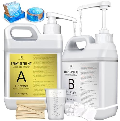 Resina Epossidica - 4,4L / 5kg Resin Epoxy Trasparente Senza Bolle per Arte in Resina DIY, Piani Tavolo, Rivestimento - Resina da Colata Rapporto 1:1 per Creazioni Artistiche, Gioielli, Legno