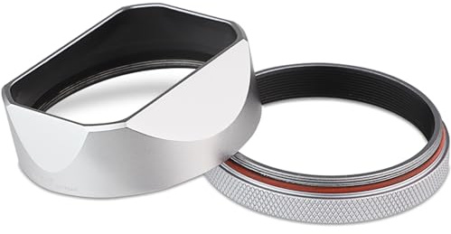 X100VI Square Metal Lens Hood for Fujifilm Fuji X100VI Camera Silver with 49mm UV Filter Adapter Ring Haoge LH-X54W