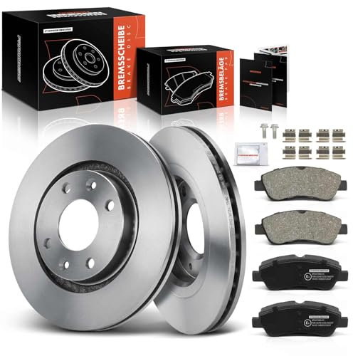 Frankberg 2x Bremsscheiben + 4x Bremsbeläge mit Bremsenschmiermittel Vorderachse Kompatibel mit Berlingo/Berlingo First MPV GFK GJK MF 1997-2011 C2 JM JG C3 I FC FN Replace# 1611140680