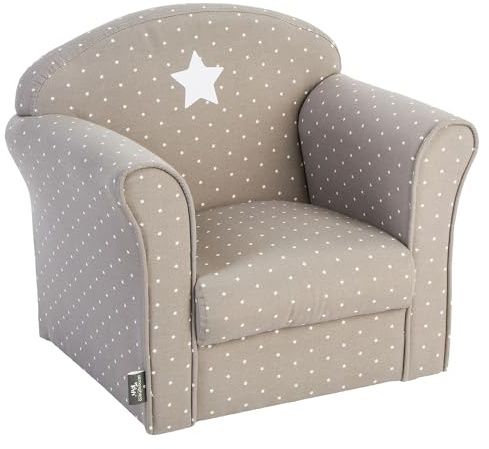 Sillón Infantil Classic Color Gris Topo con Estampado Decorativo, 49 x 35,2 x 44 cm