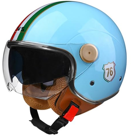 Casco de Cara Abierta Medio Casco de Moto Casco de Moto Jet 3/4 con Visera Retro Estilo Vintage Vespa Jet Casco para Hombres Mujeres Adultos Moto Casco de Choque Aprobado Dot/ECE I,M=57-58CM