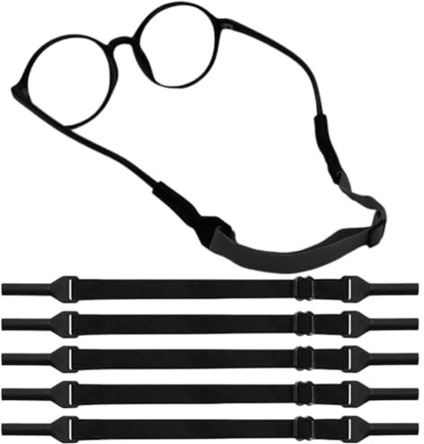 JchEnye 5 pièces de Cordon réglable pour Lunettes, Cordon élastique universel pour toutes lunettes, Adultes et Enfants, Noir