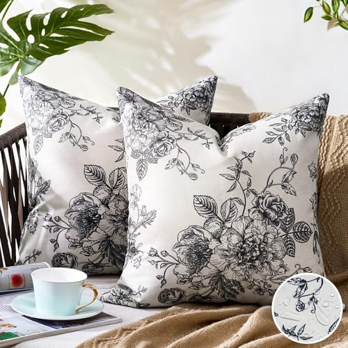 Aisybaklyn Fundas Cojines Sofa de 40x40 cm, Funda Cojin Elegantes de Negro, Cojines Exterior Jardin Impermeable, Fundas de Cojines para Decorativas Sofá Dormitorio Cama Oficina Patio Balcón Silla