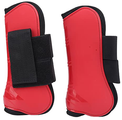 KIMISS Dicke PU-Springgamaschen – Set mit 4 Gelenkschützern für das Springreiten – Rote Pferdebeinbandagen für Verbesserte Gelenkunterstützung (EIN Paar vergrößerte Vorderbeine)