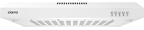 Cappa aspirante sottostallo, 60 cm, 3 livelli di potenza 220 m³/h, ricircolo dell'aria di scarico, cabina di convezione, bianco