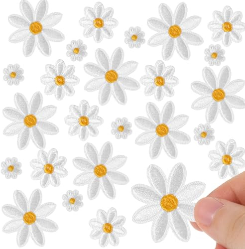Josojoou 36 Stück Gänseblümchen Flicken Bügelflicken Blumen Patches