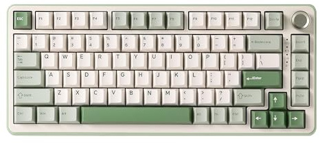 YUNZII B75 PRO Teclado Mecánico Inalámbrico, Teclado Gaming 75% Gasket Hot Swap Personalizable con Perilla, Interruptores Prelubricados RGB, Bluetooth/Tipo-C/2.4G (Verde Matcha, Interruptor Cocoa