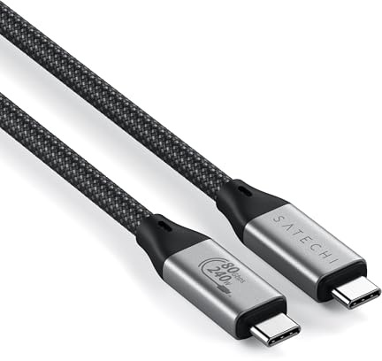 SATECHI Cable USB4 V2 Pro de Carga Rápida PD 240 W con Longitud de 1,2 m, Datos 120 Gbps, USB-C a USB-C, Resolución 8K@60Hz - 4K@120Hz, Thunderbolt 5/4/3 para MacBook Air & Pro y más