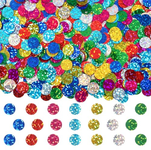 30g Sequins for Crafts, Round Sequins for Decor, Laser Multicolor Table Confetti Glitter for Wedding, Party, Holiday Decoration