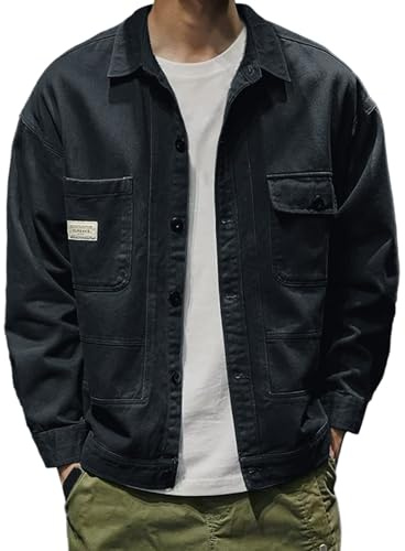 Veste Jean Homme Mi Saison Jacket Légère en Jeans Grande Taille Blouson Printemps Décontracté Léger Été Western
