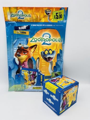 manuelkant Starter Pack + Scatola Box da 36 Bustine per la raccolta di Zootropolis 2 Sticker Album figurine