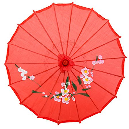 THY COLLECTIBLES 22 Kid's Size Japanese Chinese Umbrella Parasol For Wedding Parties, Photography, Costumes, Cosplay, Decoration And Other Events (Red)