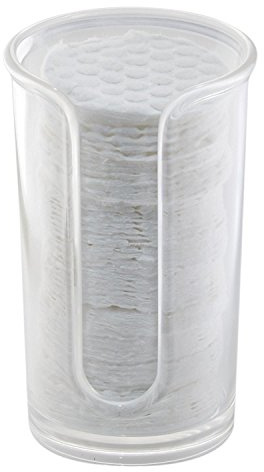 mDesign Small Plastic Cosmetic Pad Dispenser - Compact Storage Holder for Astringent Wipes on Bathroom Vanity Countertops, Cotton Rounds Included - Lumiere Collection - Clear