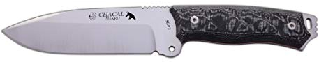 J&V Adventure Knives JV kniv CHACAL MAKRO SCHWARZER MICARTA Nylon-skydd – verktyg för jakt, fiske, överlevnad och buscraft – tillverkad i album