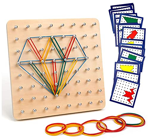 Homealexa Holz Geoboard-Set Geometriebrett Montessori Holz Spielzeug für Kinder, Inspirieren die Phantasie und Kreativität des Kinders